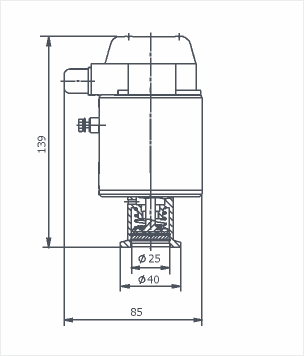 Габаритный чертёж 3КН-2,5 (нормально-открытый)