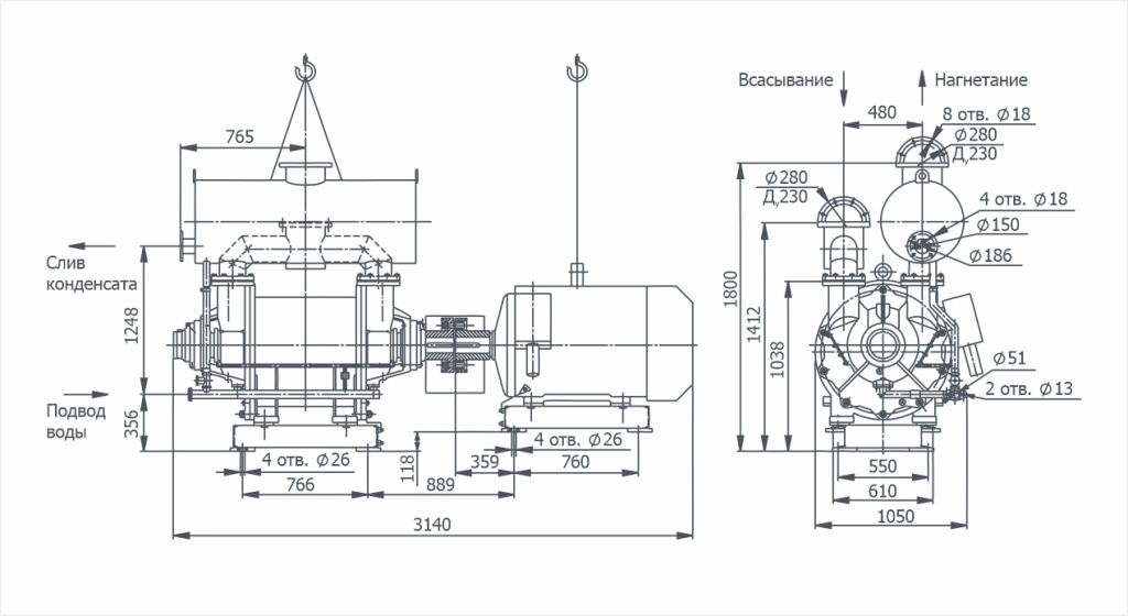 Габаритный чертёж ВВН2-50(Н)