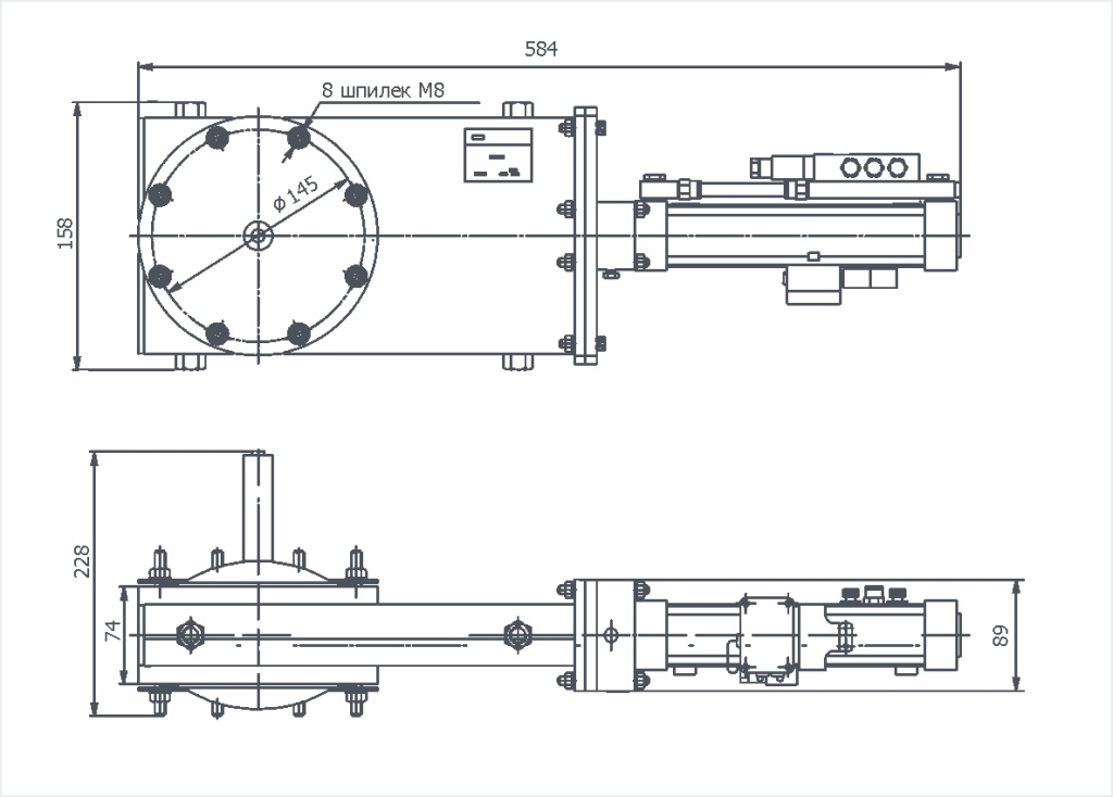Габаритный чертёж ЗВпП-100