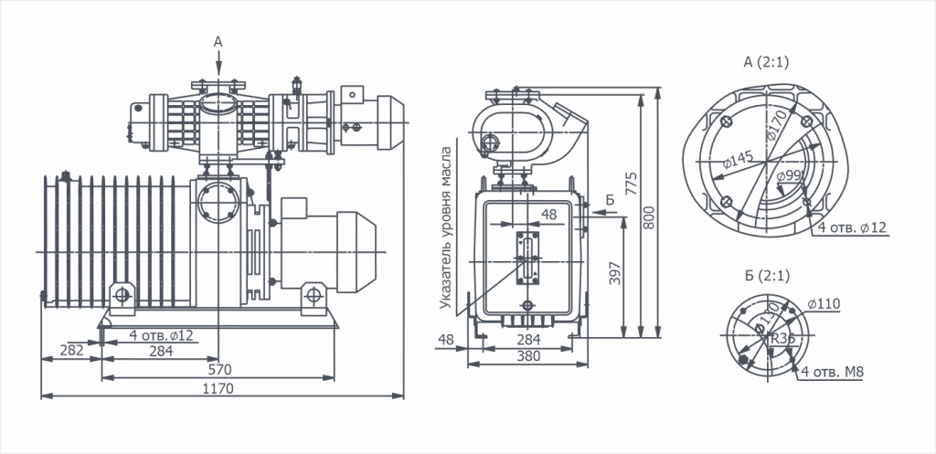 Габаритный чертёж АВД-150/63