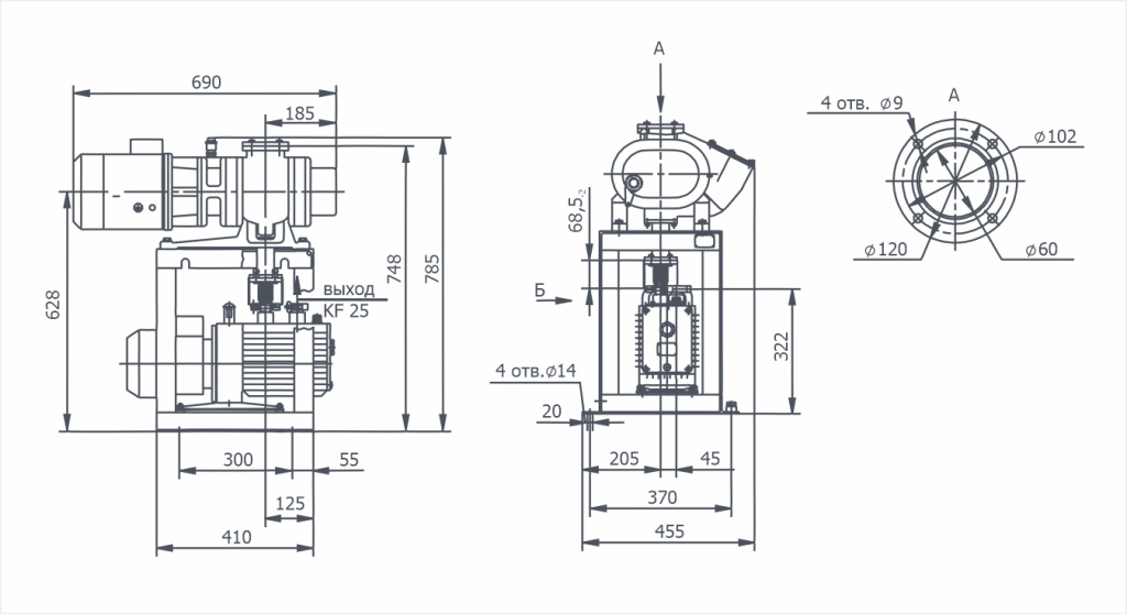 Габаритный чертёж АВД-50/5