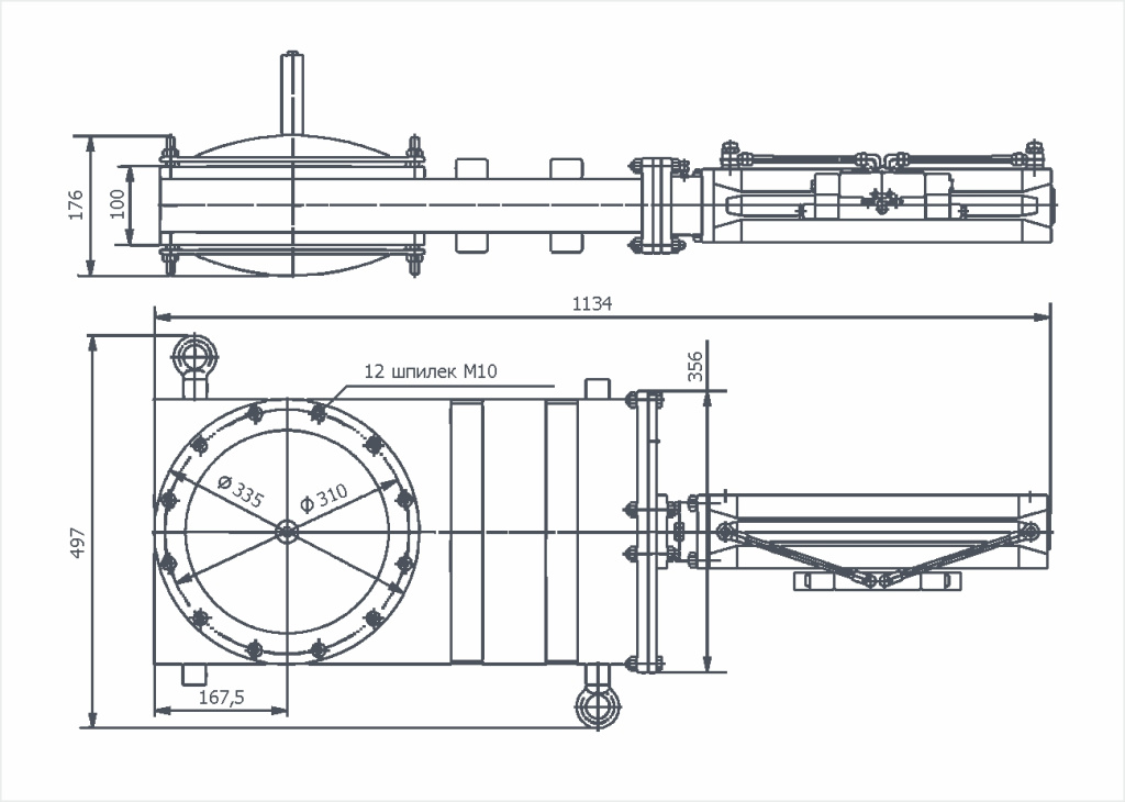 Габаритный чертёж ЗВПлП-250