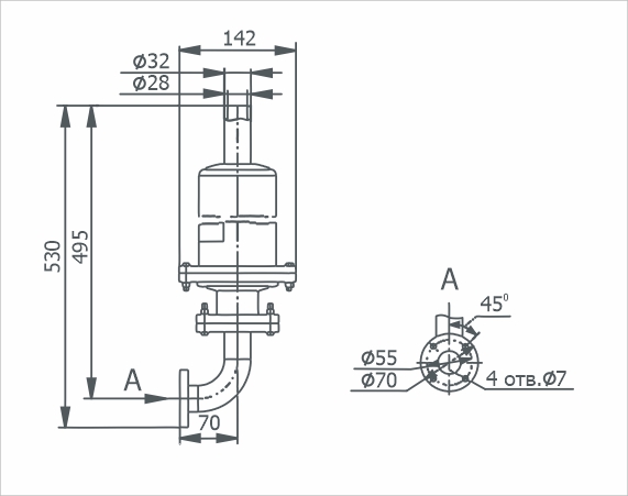 Габаритный чертёж маслоотделителя 2МО-90