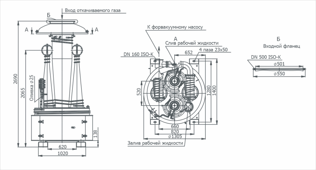 Габаритный чертёж 2НВБМ-500/12000