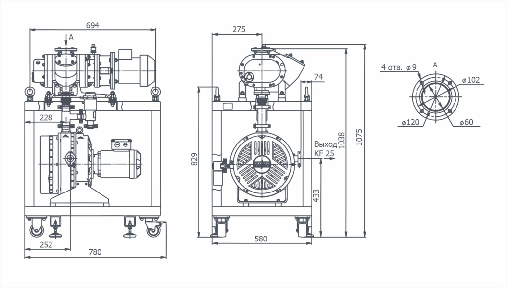 Габаритный чертёж АВД-50/10