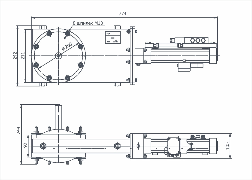 Габаритный чертёж ЗВпП-160