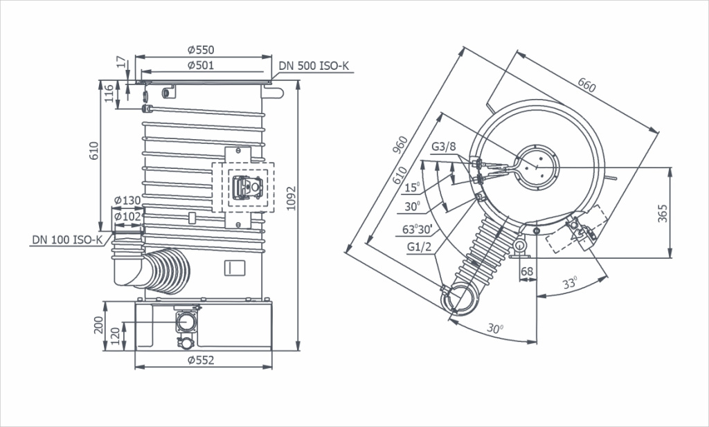 Габаритный чертёж НД-500Э