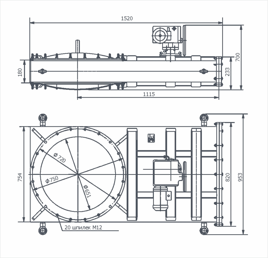 Габаритный чертёж ЗВПлЭ-500