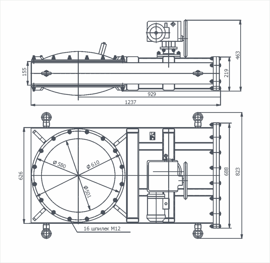 Габаритный чертёж ЗВПлЭ-630